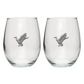 Mallard Ducks Stemless Wine Glass (Set of 2)