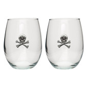 Skull and Bones Stemless Wine Glass (Set of 2)