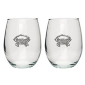 Blue Crab Stemless Wine Glass (Set of 2)