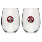 Fleur de Lis Red Stemless Wine Glass (Set of 2)
