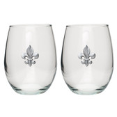 Fleur de Lis Stemless Wine Glass (Set of 2)