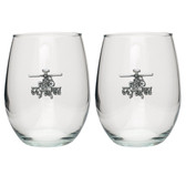 Helicopter Stemless Wine Glass (Set of 2)