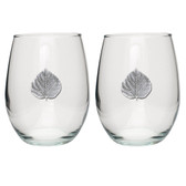 Aspen Leaf Stemless Wine Glass (Set of 2)