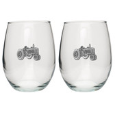 Tractor Stemless Wine Glass (Set of 2)