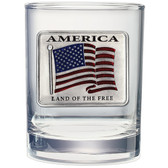 US Flag Double Old Fashioned Glass Set of 2