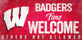 Wisconsin Badgers Wood Sign Fans Welcome 12x6