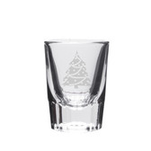 Christmas Tree Deep Etched Crystal Shot Glass