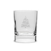 Christmas Tree 11.75 oz. Deep Etched Double Old Fashioned Glass