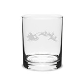 Santa Sleigh 14 oz. Deep Etched Double Old Fashion Glass