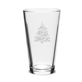Christmas Tree Deep Etched 16oz Pub Glass