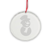 Snowman Round Crystal Deep Etched Ornament