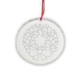 Wreath Round Crystal Deep Etched Ornament