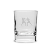 Hanging Boxing Gloves 11.75 oz. Deep Etched Double Old Fashioned Glass