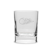 Flaming Basketball 11.75 oz. Deep Etched Double Old Fashioned Glass