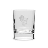 Basketball Hoop 11.75 oz. Deep Etched Double Old Fashioned Glass