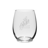 Horse Jumper Swing 15 oz. Deep Etched Stemless Wine Glass