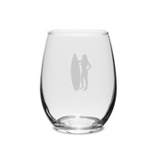 Surfer Swing 15 oz. Deep Etched Stemless Wine Glass