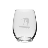 Gymnast Balance Beam Swing 15 oz. Deep Etched Stemless Wine Glass