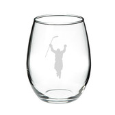 Hockey Player 21 oz. Deep Etched Stemless Wine Glass