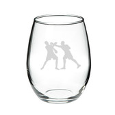 Hanging Boxing Gloves 21 oz. Deep Etched Stemless Wine Glass