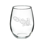 Motocross 21 oz. Deep Etched Stemless Wine Glass