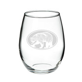 Bear Oval 21 oz. Deep Etched Stemless Wine Glass
