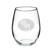 Moose Oval 21 oz. Deep Etched Stemless Wine Glass