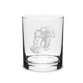 Football Player 14 oz. Deep Etched Double Old Fashion Glass