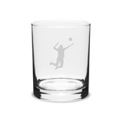 Volleyball Player 14 oz. Deep Etched Double Old Fashion Glass