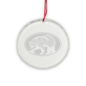 Bear Oval Round Crystal Deep Etched Ornament