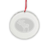 Moose Oval Round Crystal Deep Etched Ornament