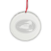 Loon Oval Round Crystal Deep Etched Ornament