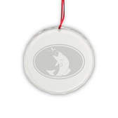 Fly fish Round Crystal Deep Etched Ornament