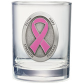 Pink Ribbon Double Old Fashioned Glass Set of 2