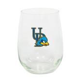 Delaware Blue Hens 15oz Decorated Stemless Wine Glass