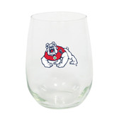 Fresno State Bulldogs 15oz Decorated Stemless Wine Glass
