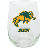 North Dakota State Bison 15oz Decorated Stemless Wine Glass
