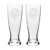 Eagles Head Deep Etched  23 oz University Beer Pilsner - Set of 2