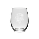 Eagles Head Deep Etched  15 oz Stemless White Wine Glass