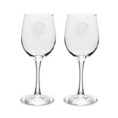 Eagles Head Deep Etched  12 oz Classic White Wine Glass - Set of 2