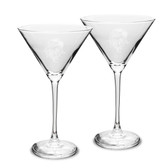 Eagles Head Deep Etched  10 oz Classic Martini Glass - Set of 2