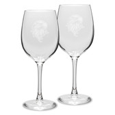Eagles Head Deep Etched  16 oz Classic White Wine Glass - Set of 2