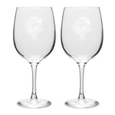 Eagles Head Deep Etched  19 oz Classic Red Wine Glass - Set of 2