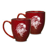 Eagles Head Deep Etched  15 oz Red Bistro Mug - Set of 2