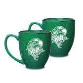 Eagles Head Deep Etched  15 oz Green Bistro Mug - Set of 2