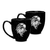 Eagles Head Deep Etched  15 oz Black Bistro Mug - Set of 2
