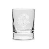 Eagles Head Deep Etched  Luigi Bormioli 11.75 oz Square Round Double Old Fashion Glass