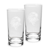 Eagles Head Deep Etched  10 oz Classic High Ball Glass - Set of 2