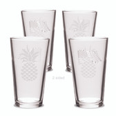 Pineapple 16 oz Crystal American Flag Glass - Set of 2