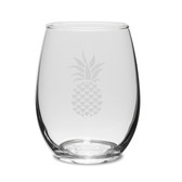 Pineapple 15 oz Stemless White Wine Glass